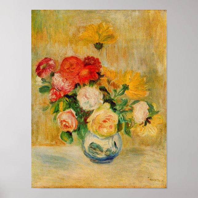 Póster Rosas y Dahlias por Renoir (Frente)