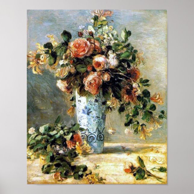 Póster Rosas y Jazmín en un Bella Artes de Delft Vase Ren (Frente)
