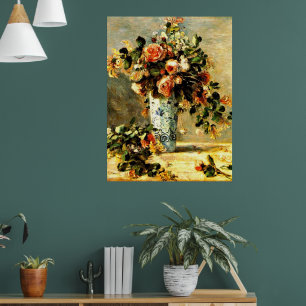 Póster Rosas y Jazmín en una maleta Delft