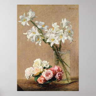 Póster Rosas y Lirios por Henri Fantin–Latour