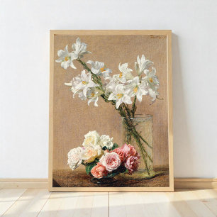 Póster Rosas y Lirios por Henri Fantin–Latour