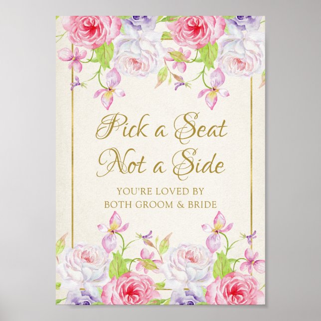 Póster Rosas y pastelería de oro escogen un Rótulo (Frente)