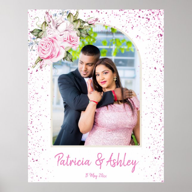 Póster Rosas y purpurina de la época rosa de la foto de e (Frente)