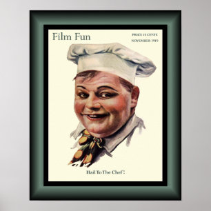 Póster Roscoe Arbuckle "The Cook" Comedia Estadounidense 
