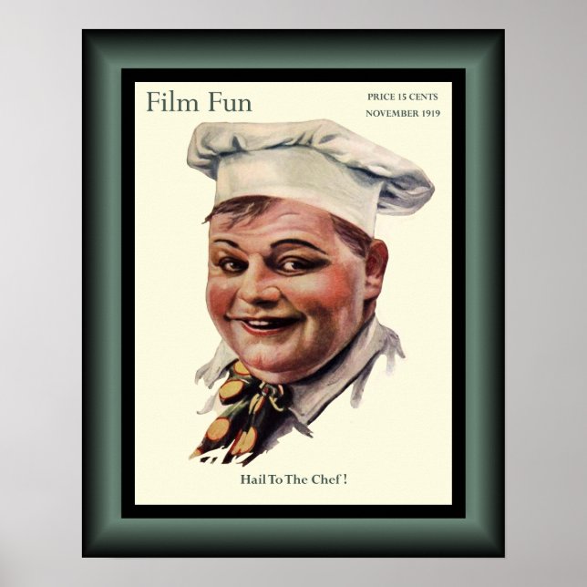 Póster Roscoe Arbuckle "The Cook" Comedia Estadounidense  (Frente)