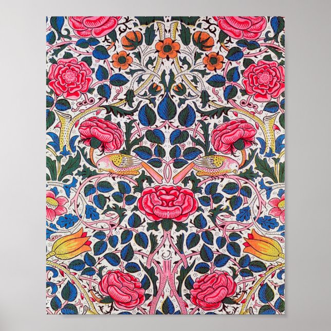 Póster Rose and Bird, William Morris (Frente)