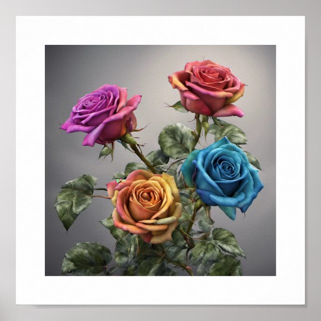 Póster Rose Bouquet multicolor (Frente)
