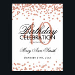 Póster Rose Gold 40th Birthday Glitter Confetti White<br><div class="desc">Elegant 40th Birthday Rose Gold Faux Glitter Confetti banner template.</div>