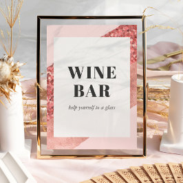 Póster Rose Gold, Blush y Sequin Wine Bar para Despedida 