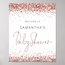 Póster Rose Gold Glitter Script Bienvenido a la Fiesta de