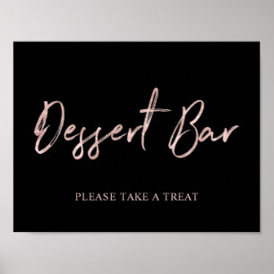 Póster Rose Gold Modern Brush Lettering Dessert Bar Sign