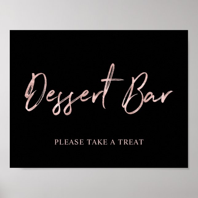 Póster Rose Gold Modern Brush Lettering Dessert Bar Sign (Frente)