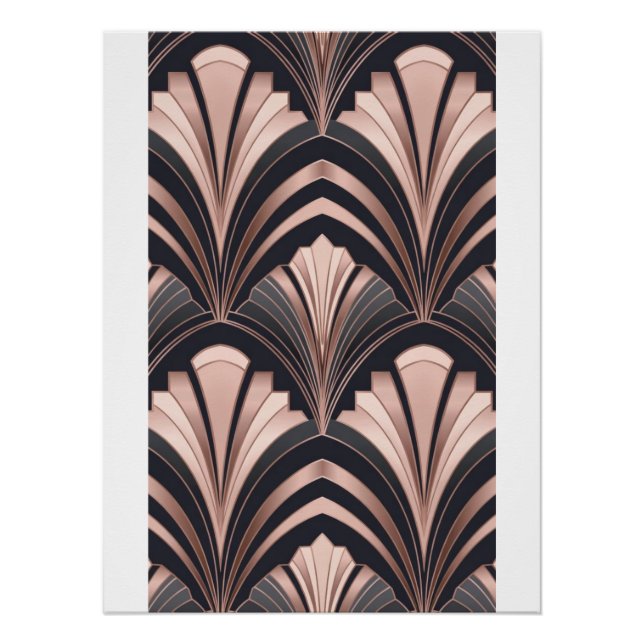 Póster Rose Gold Romance Neo Art Deco Fan Design (Anverso)