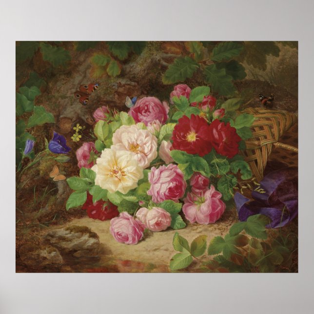 Póster Rose Piece at the Forest Floor with Butterflies (Frente)