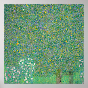 Póster Rosebushes bajo los árboles de Gustav Klimt