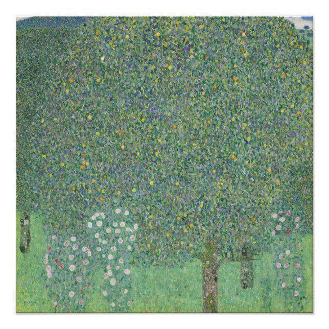 Póster Rosebushes bajo los árboles - Gustav Klimt (Anverso)
