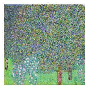 Póster Rosebushes de Gustav Klimt bajo la pintura del árb