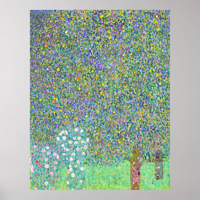 Póster Rosebushes de Gustav Klimt bajo la pintura del árb (Frente)
