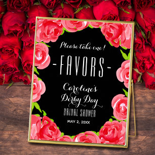 Póster Roses Rojos Rojos Derby Bridal Shower FAVORS