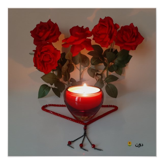 PÓSTER ROSES ROJOS Y VELAS (Anverso)