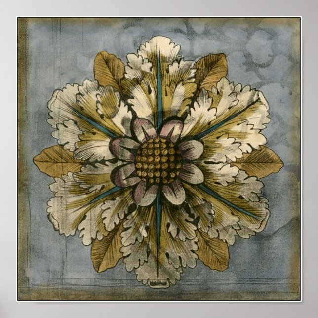 Póster Rosette de máscara decorativa sobre fondo gris (Frente)