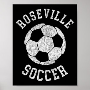 Póster Roseville Fútbol Retro Desgastado Vintage 90's 