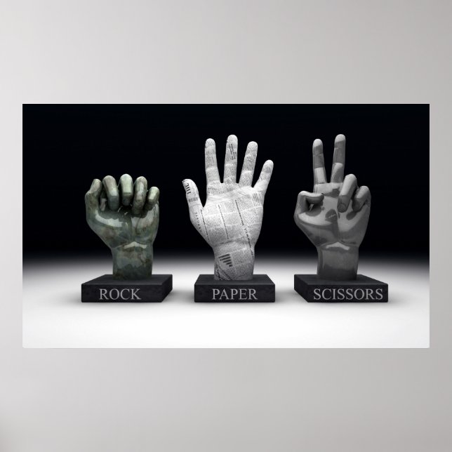 Póster Roshambo - Tijeras de papel de rock (Frente)