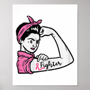 Póster Rosie Riveter lucha contra el cáncer de mama