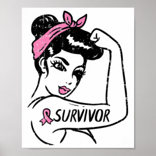 Póster Rosie Riveter, superviviente del cáncer, Mujeres d
