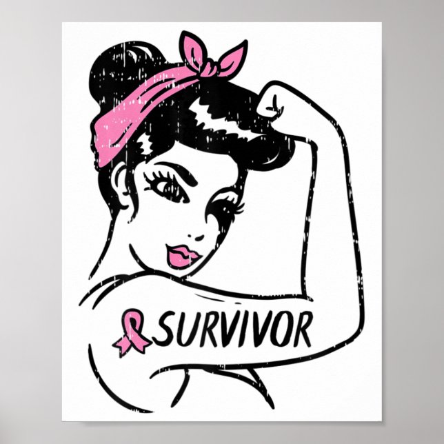 Póster Rosie Riveter, superviviente del cáncer, Mujeres d (Frente)