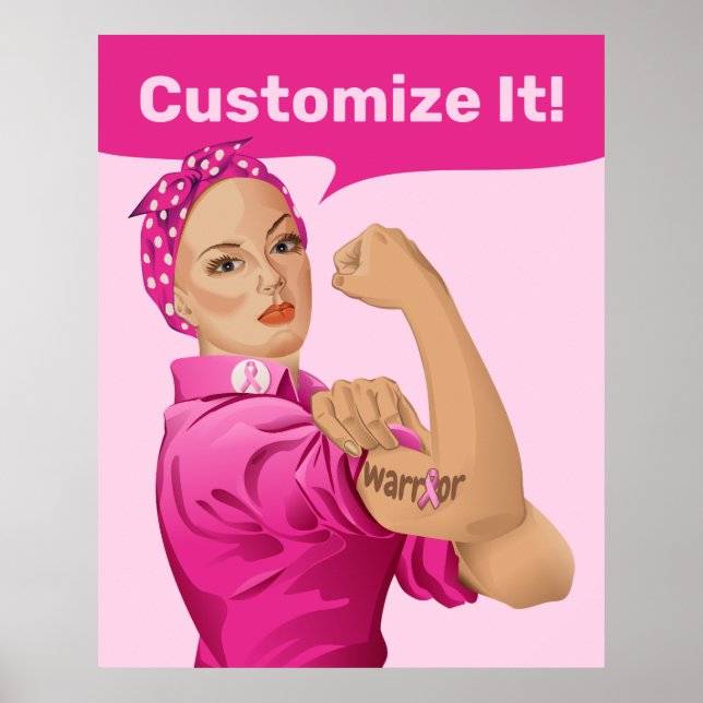 Póster Rosie the Riveter Breast Cancer Awareness (Frente)