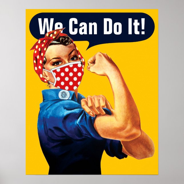 Póster Rosie The Riveter Con Máscara - Agrega Tu Propio E (Frente)