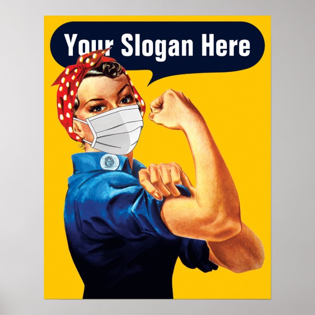 Póster Rosie The Riveter Con Máscara - Agrega Tu Propio E (Frente)