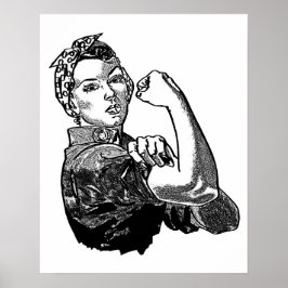 Póster Rosie The Riveter Feminist (Solid-Fill Version)