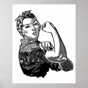 Póster Rosie The Riveter Feminist (Solid-Fill Version)