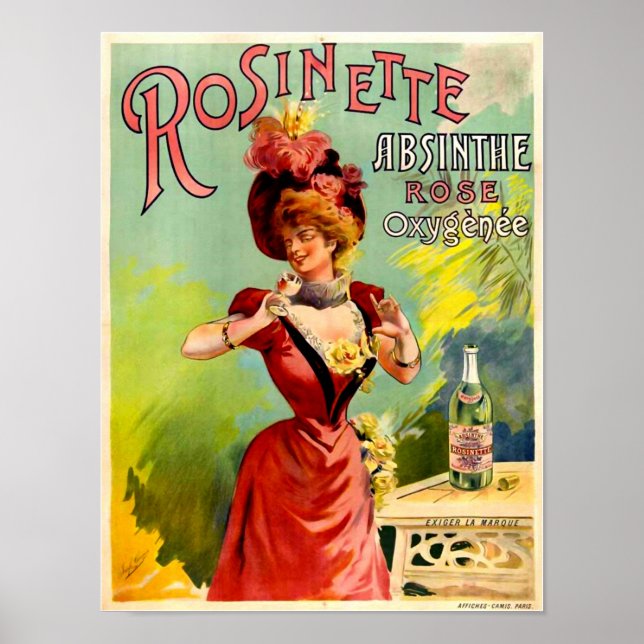 Póster Rosinette Absinthe Rosa Oxygénée Vintage Bella Art (Frente)