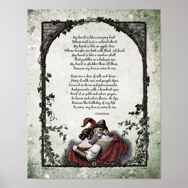 Póster Rossetti "Love" Victorian Art Poem 11x14 (Frente)