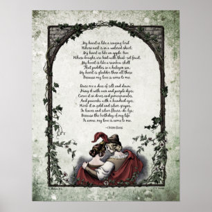 Póster Rossetti "Love" Victorian Art Poem 17x22