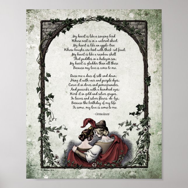 Póster Rossetti "Love" Victorian Art Poem 8x10 (Frente)