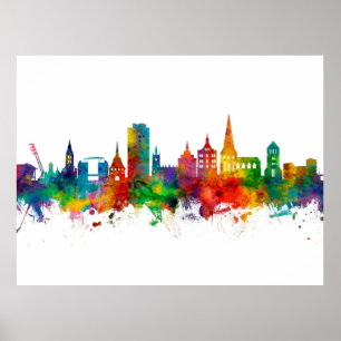 Póster Rostock Germany Skyline