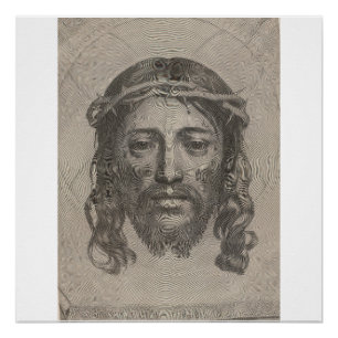 Póster Rostro de Cristo grabado de Claude Mellan de 1649