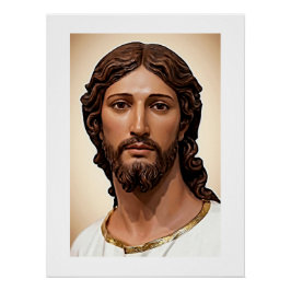 PÓSTER ROSTRO DE JESÚS CON OJOS AMABLES Y PREOCUPADOS