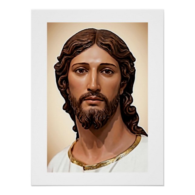 PÓSTER ROSTRO DE JESÚS CON OJOS AMABLES Y PREOCUPADOS  (Anverso)