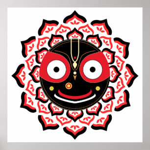 Póster Rostro de Lord Jagannath Chakra Deidad Hindú