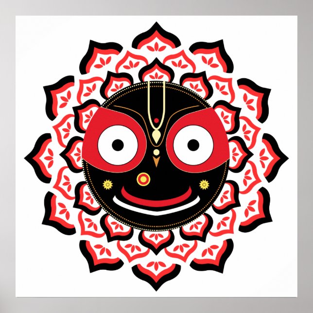 Póster Rostro de Lord Jagannath Chakra Deidad Hindú (Frente)