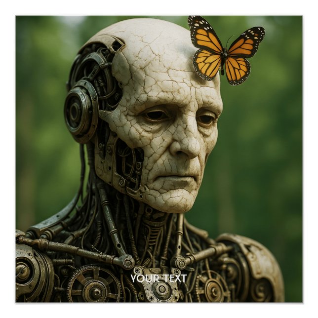 Póster Rostro de mariposa de surrealismo lindo fantástico (Anverso)