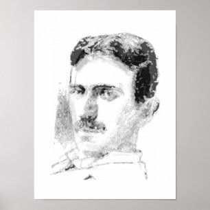 Póster Rostro de Nikola Tesla
