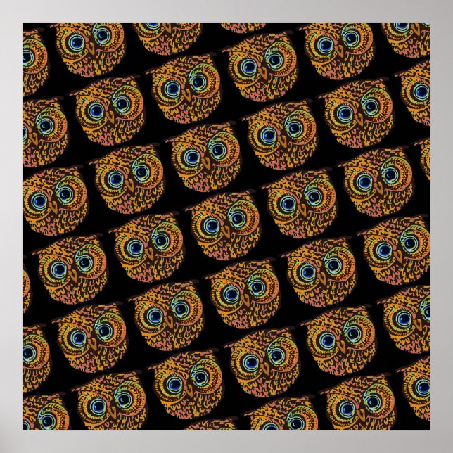 Póster rostros adorables de aves de búho (Frente)