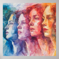 Rostros de las mujeres - Pintura de acuarela