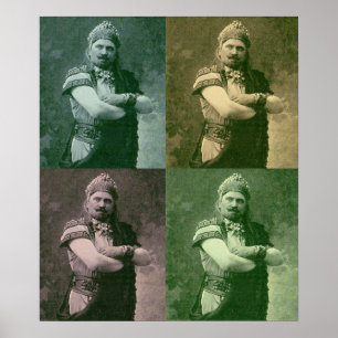 Póster rostros del loco cantante de ópera francés de 1909